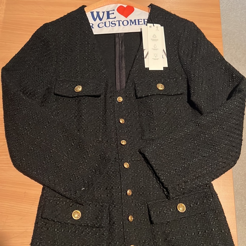 NWT tweed black Zara dress